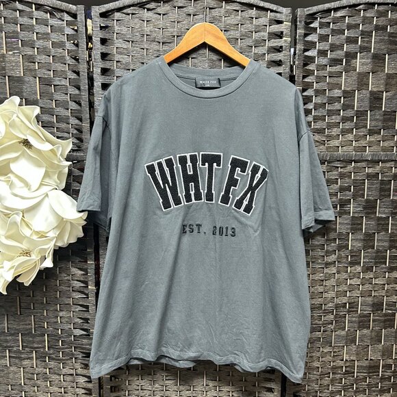 White Fox Gray Pull-over Spellout T-Shirt Size L/XL - Picture 1 of 7